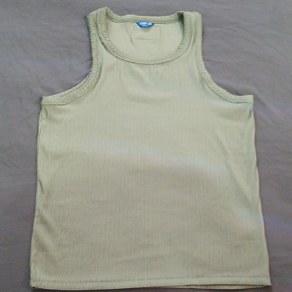 Men's Beige Ribbed Tank Top